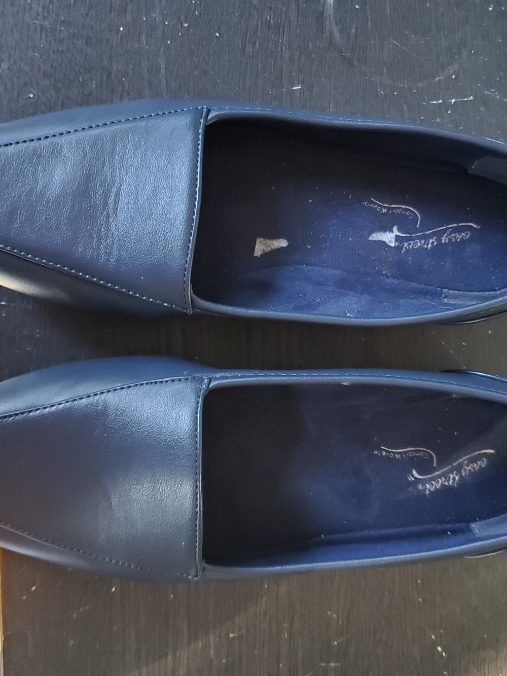 Clarks Navy Leather Women's Slip-On Loafers